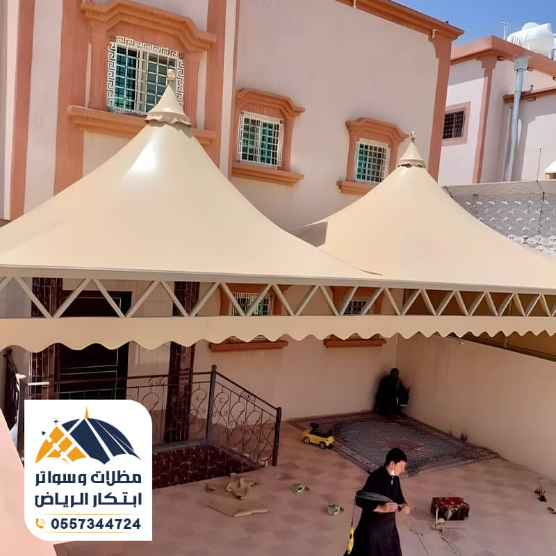 مظلات سيارات هرمية بمظهر عصري مؤسسة ابتكار الرياض