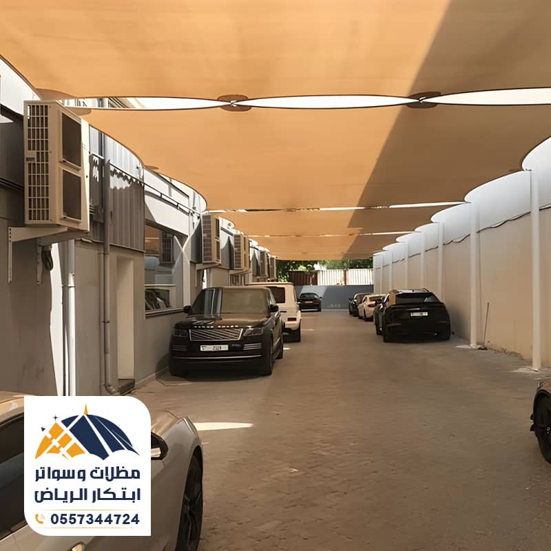 مظلات مواقف سيارات شد إنشائي مؤسسة ابتكار الرياض
