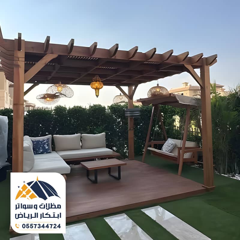 برجولات حدائق خشبية منزلية من مؤسسة ابتكار الرياض